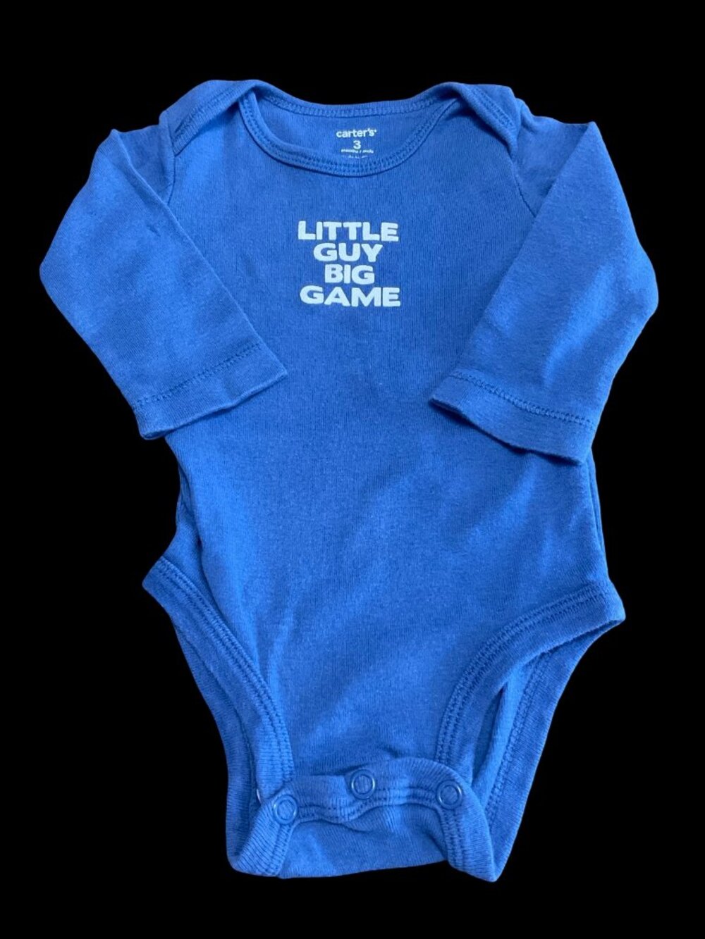 👣 5/$25  - Blue "Little Guy Big Game" Long Sleeve Onesie